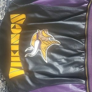 Vikings vintage leather coat XL Black Yellow and Purple
